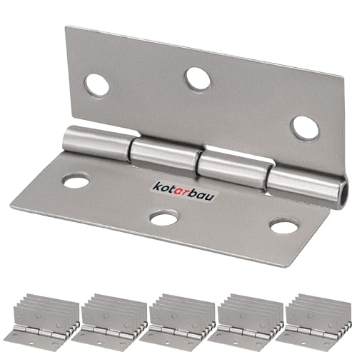 KOTARBAU® 25er Set Möbelscharnier 50 mm Möbelband Schrankscharnier Nickel Gerollte Scharniere Klappbar Klavierband Steckverbinder Kistenband Werkzeugkästen