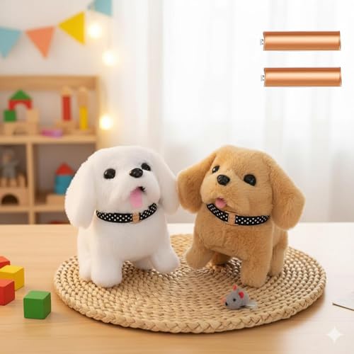 Image of Livello Hopping Walking Talking Sound Dog with Moving Tail, Head Shake & Realistic Actions Soft Plush Interactive Animal Toy, Fun Gift & Childhood Companion Brown Pack of-1