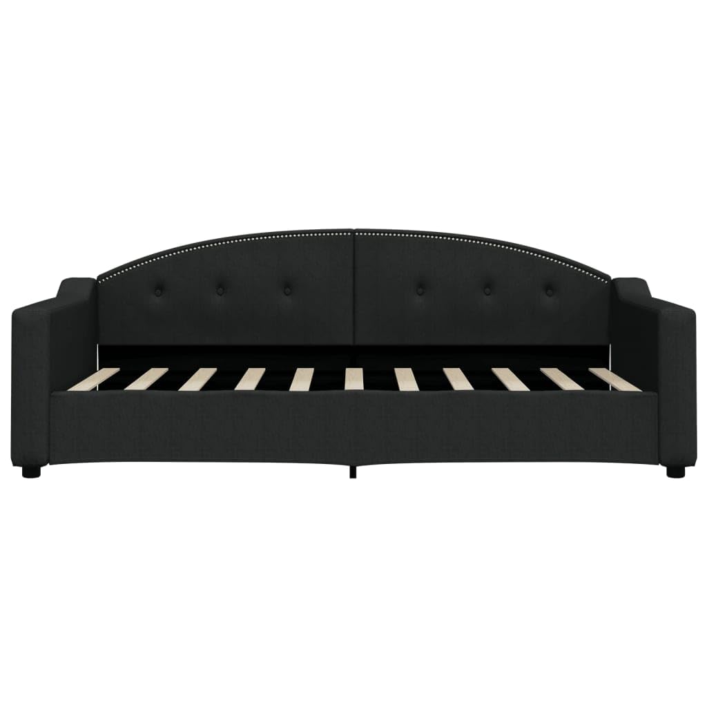 vidaXL Letto da Giorno Nero 90x190 cm in Tessuto, Divano Letto, Divano Letto Singolo, Divano Letto in Tessuto, Letto per Ospiti, Divano Letto Moderno