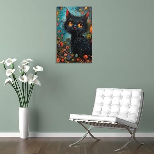 Décoration de la maison toile chat mignon 16x24inch - 5