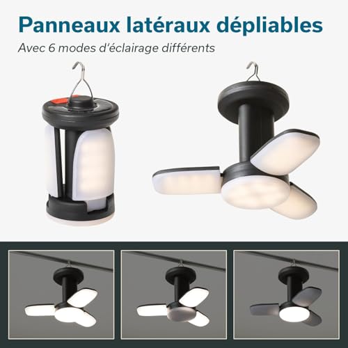 Lampe de camping LED rechargeable portable avec intensité variable - 3