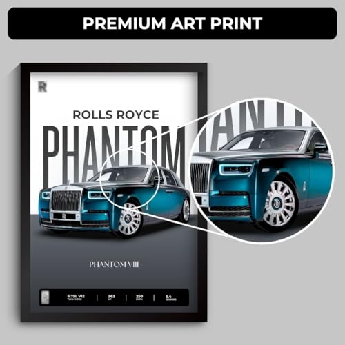 Image of Rolls Royce Phantom Poster | Framed Poster of Rolls Royce Car A4 Sized (31 x 23 cm) for Wall, Gift for Boys, Car Posters | Supercar Luxury Frames Hanging, Room Decor, Gifting | RR Phantom (F 031)