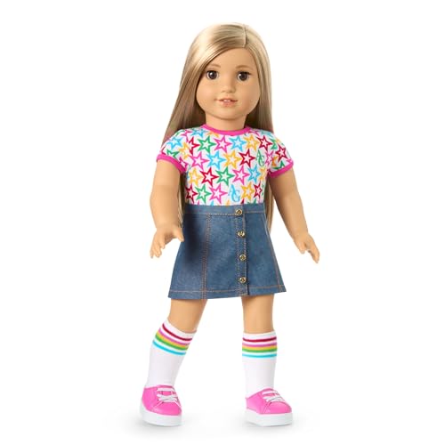 Image of Bundle of American Girl, Truly Me 18-inch Doll #131 with Brown Eyes, Straight Blonde Hair, Light-to-Medium Skin, for Ages 6+ + Truly Me 18-inch Doll Outfit, Pink & Preppy Outfit, for Ages 6+