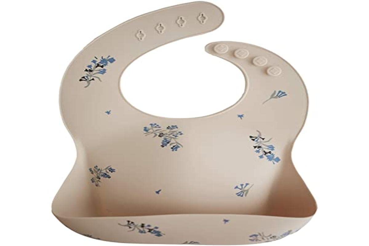 Mushie Baby Silicone Bib | Adjustable Fit Waterproof Bibs | Easy Wipe Baby Feeding Bibs | 4 Adjustable Sizes with Deep Front Pockets | 100% BPA and Phthalate Free - 4