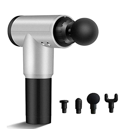 Pistola de masaje corporal para aliviar y relajar el dolor y rigidez muscular de espalda, piernas o brazos | Martillo masajeador eléctrico deportivo de percusión silencioso y 6 niveles de velocidad