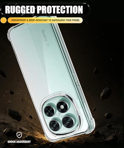 Image of WOW IMAGINE Ultra-Hybrid Crystal Clear Back Case for Redmi Note 14 Pro 5G | Poco X7 5G | Shockproof Design | Camera Protection Bump | Hard Clear Mobile Back Cover with Cushioned Edges - Transparent