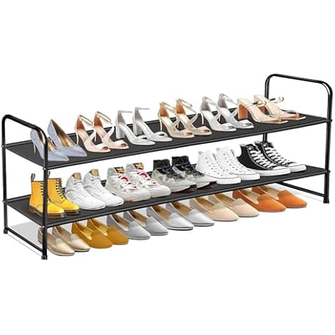 MISSLO Long 2 Tier Shoe Rack for 18 Pairs Cover