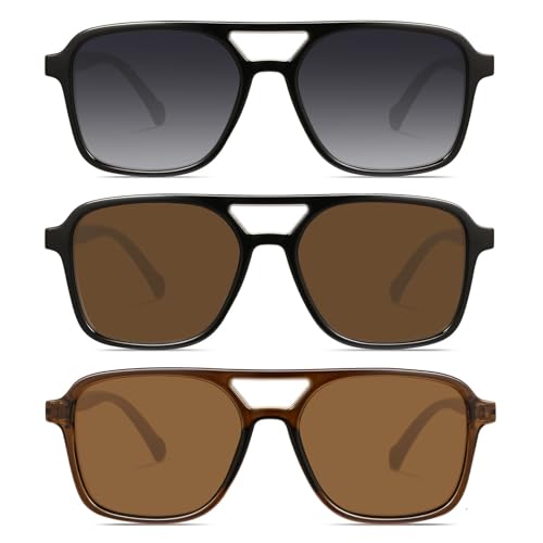 Image of GRFISIA Retro Aviator Sunglasses for Women Men Trendy Rectangle Womens Mens Sun Glasses Shades for Driving Vacation UV400