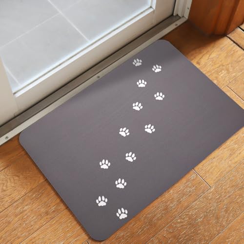 珪藻土 バスマット 【ananで紹介されました】(特許取得/デザイン豊富) すべり止め付き お風呂マット 珪藻土マット 足ふきマット 洗える ソフト 抗菌 ノンアスベスト (岡山企画) Co−Goods(コーグッズ) (足跡 グレー白, 3.5mm)