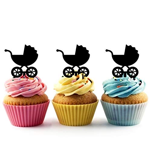 Jjphonecase TCD01G Ta1213 Baby Carriage Silhouette Party Wedding Birthday Acrylic Cupcake Toppers Decor 10 Pcs cover