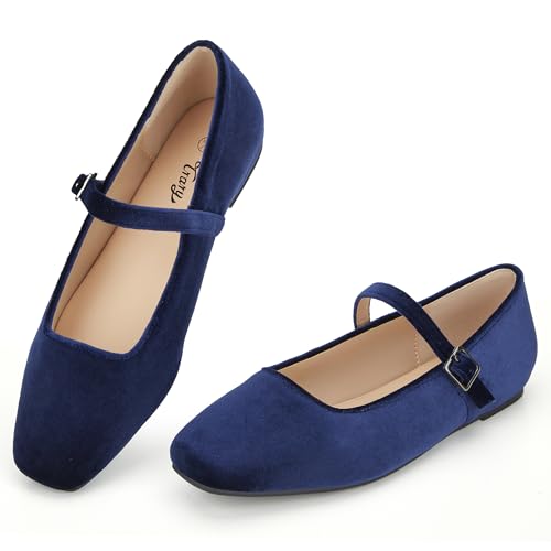 Image of Trary Mary Jane Shoes Women Woven Flats for Women Dressy Ballet Flats Squared Toe Mary Jane Flats Shoes