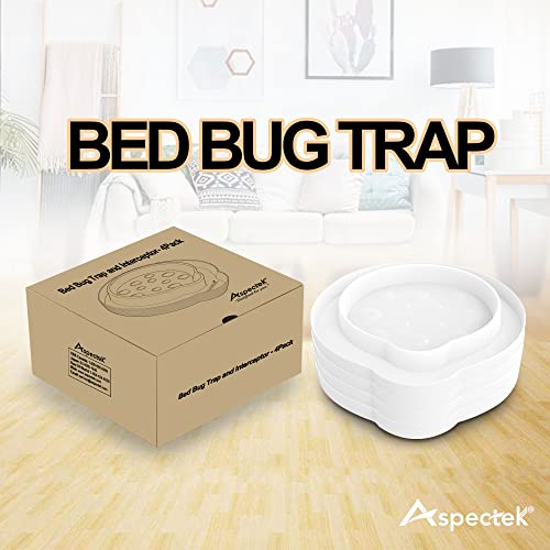 Aspectek Bed Bug Trap, Bed Bug Interceptor, Bed Bug Traps (Pack Of 4). Flea Traps, Safe Eco Friendly, Bed Bug Eliminator (White) #TOP7