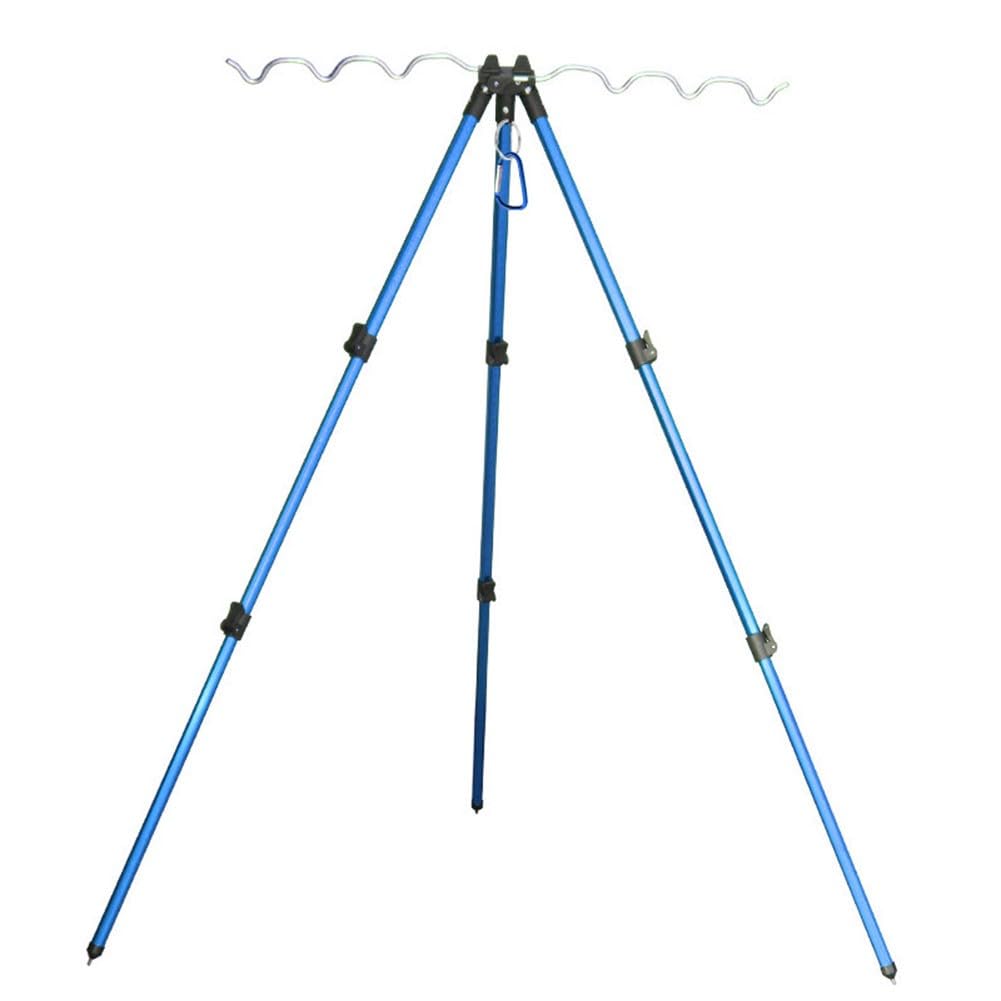 FUBESK Trépied rétractable en alliage d'aluminium pour canne à pêche avec piques au sol, support stable, argenté, 62 cm