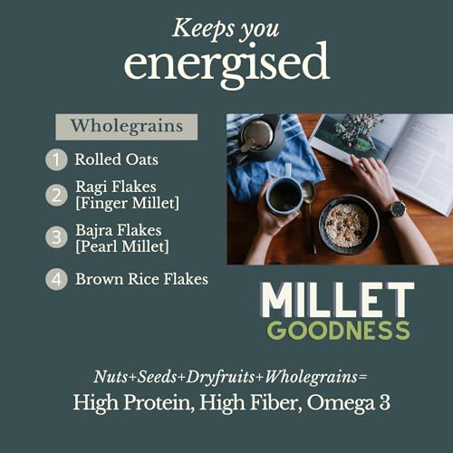 Image of Fulfilling Muesli Sugar free (700gx2) Pumpkin, Flax & Chia seeds, Dry fruit & Nuts Rolled Oats + Millet flakes No added Sugar snack | Gluten free Healthy Breakfast