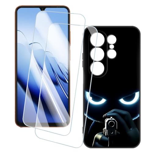 OAGELIM 2�Z�b�g �X�N���[���v���e�N�^�[ + �P�[�X Blackview Wave 10 (6.88 �C���`) �Ƃ̌݊������� �A�[�e�B�X�e�B�b�N�J�X�^���v�����g�J�o�[�Ƌ����K���X�t�B���� �X�N���b�`�h�~ (�Ə�)