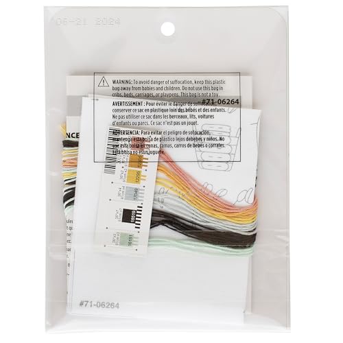 Image of Dimensions 71-06264 Wash Dry Fold Embroidery Needlepoint Kit for Beginners with Printed Fabric, 5 inch x 7 inch, Multicolor, 4 Pieces