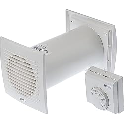 Ventilador Con Termostato Para Chimenea Difusor de calor con termostato de 100 mm de diámetro, color blanco, ventilador intercambiador de calor