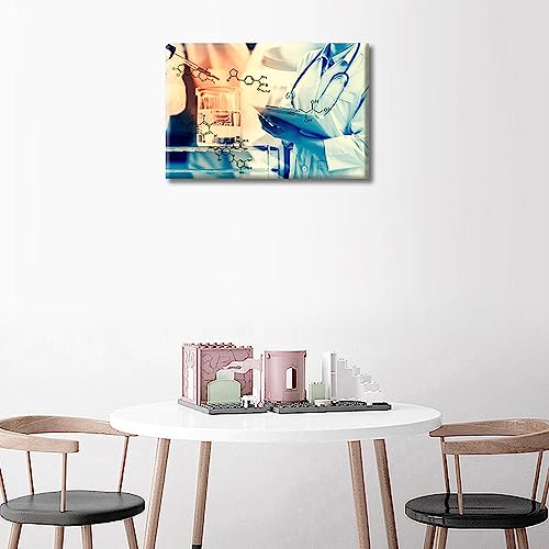 Image of 1 Panel Medical Wall Decor Poster Laboratory Wall Decor for Bedroom Chemical Equations Laboratory Research Concept Giclee Wooden Framed Gallery-Wrapped Ready to Hang (12 inch Wx18 H)