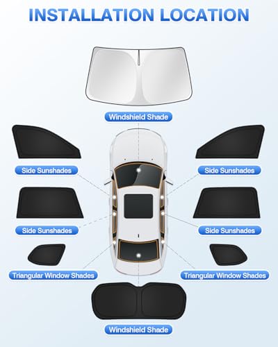 Image of Canvcle Sunshades for 2024-2025 2026 Toyota Grand Highlander Accessories Windshield Sun Shade Side Rear Window Shade Cover Sun Visor Shield Privacy Protection for Camping Keep Vehicle Cool Black 8PCS