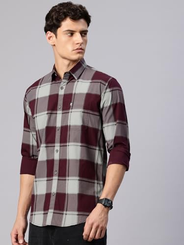 Image of Majestic Man Stylish Slim Fit Cotton Spread Collar Checked Casual Shirt