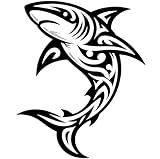 Dopetattoo 6 sheets Temporary Tattoos Polynesian Shark Tribal Shark Fake Tattoos Maori Hawaiian for Men Neck Arm Hands Leg