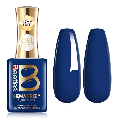 Image of Beetles Dark Blue Gel Nail Polish 15ml HEMA-Free Navy Blue Soak Off UV | Mystic Ocean is a 15ml deep blue gel color for holiday nail art and salon-style DIY manicures; cure with UV /LED light.