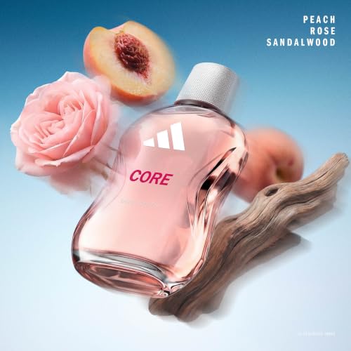 Image of adidas Core Eau de Toilette, 50ml / 1.7fl oz. (pack of 1), Notes of Peach, Rose and Sandalwood, Fragrance for Women, Long Lasting, Sporty Fragrance, Travel Size