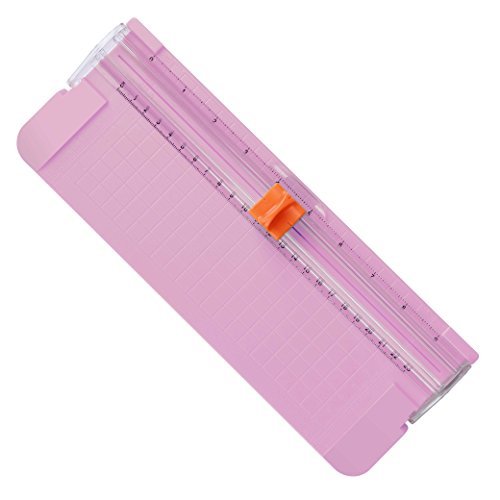 Paper Cutter A5 Paper Trimmer Titanium Scrapbooking Tool with Automatic Security Safeguard and Side Ruler for Paper Label Card Standard Cutting Pink