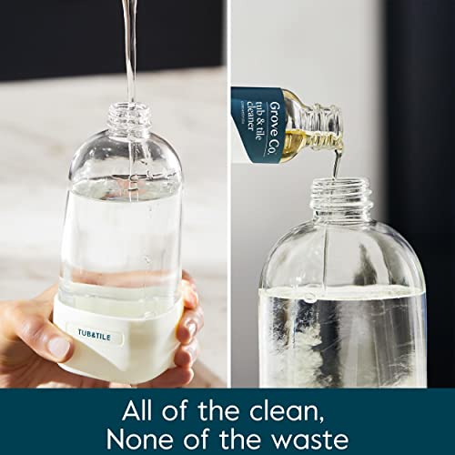 Grove Co. Tub And Tile Cleaner Refill Concentrate (2 X 1 Fl Oz) + 1 X Reusable Glass Spray Bottle (16 Oz) Plant-Based Cleaning Supplies Bundle, No Plastic Waste, 100% Natural Orange & Rosemary Scent #TOP3