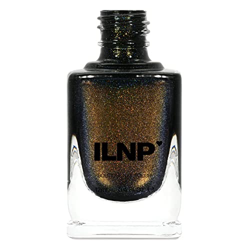 Image of ILNP Shadow Grove - Green-to-Gold Black Holographic Shimmer Nail Polish
