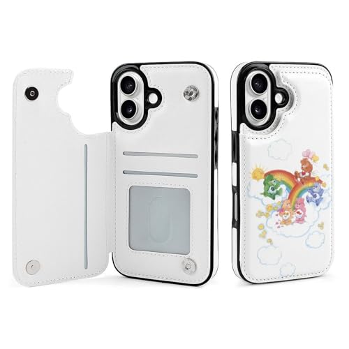 iPhone16用ケース ケアベア 手帳型 アイフォン16用カバー スマホケース 財布型 携帯カバー カード収納 スタンド機能 薄型 防塵 耐衝撃 Case
