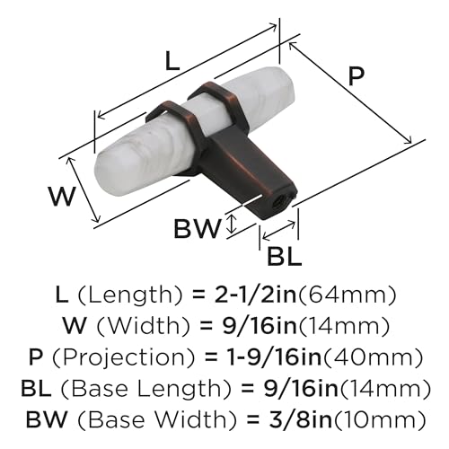Image of Amerock | Cabinet Knob | Marble White /Oil-Rubbed Bronze | 2-1 /2 inch (64 mm) Length | Carrione | 1 Pack | Drawer Knob | Cabinet Hardware