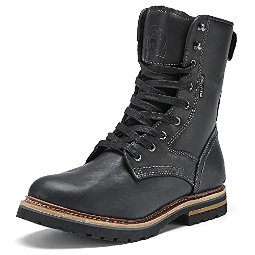 Elk Woods Men's 8 inch Black Leather Waterproof Rugged Boots, Breathable Heat-Resistant Work Boots Gettysburg 84430 US 9.5 Elk Woods Men's 8 inch Black Leather Waterproof Rugged Boots, Breathable Heat-Resistant Work Boots Gettysburg 84430 US 9.5