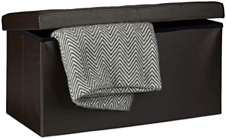 Tabouret Pied Pliant Avec Rangement - Design Moderne 38x38x38cm, Simili Cuir, Idéal Salon Ou Chambre