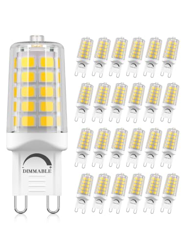 Image of BAOMING 24-Pk G9 LED 4W, 4000K Cool White, Dimmable Ceramic Base Bulb | G9 LED 40W Equiv 450LM Smooth Dimming Flicker-Free Ceramic Base Chandelier & Sconce