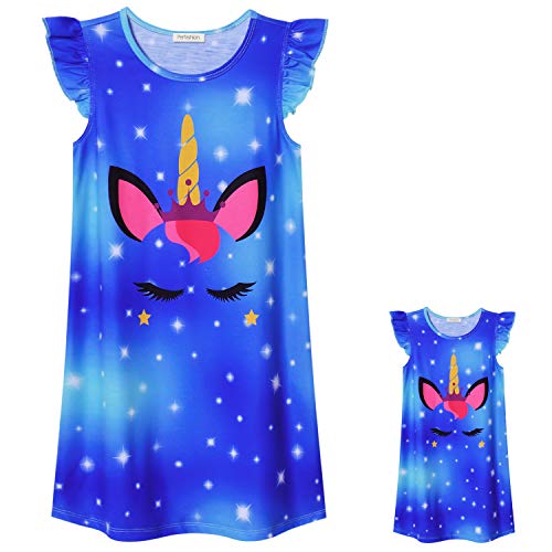 American Girl Doll Clothes Unicorn Doll and Me Nightgowns Flutter Sleeve Dress 5