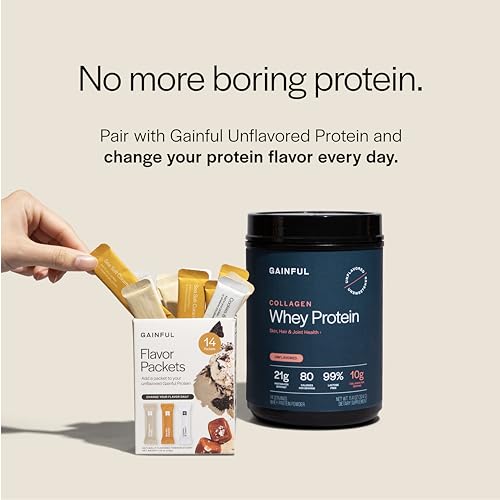 Image of Gainful Flavor Sticks for Unflavored Protein Powder, Sweet Treat Variety Pack, Vanilla, Salted Caramel, Cookies & Cream Flavor Boosters, for Plant Based or Whey Protein, No Sugar Added, 14 Ct