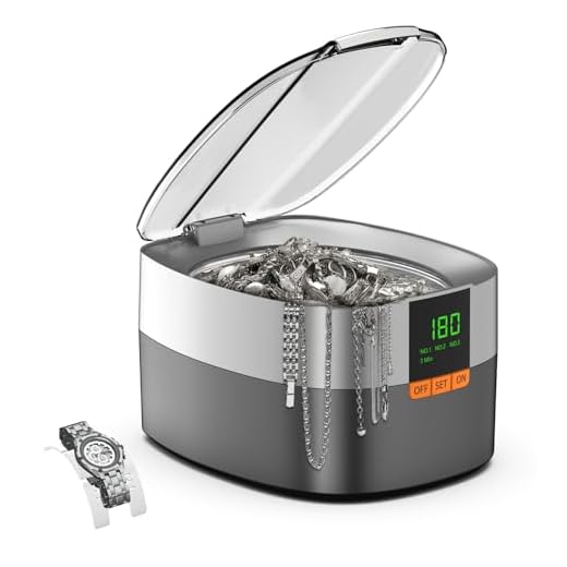 Limpiador ultrasónico de joyas, KECOOLKE Limpiador sónico de 750 ml con temporizador digital para anteojos, anillos, monedas, anillo de dedo, plata, dentadura postiza