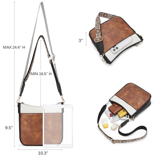 Image of BOSTANTEN Crossbody Bags for Women Trendy Vegan Leather Hobo Purses Shoulder Handbags Wide Shoulder Strap