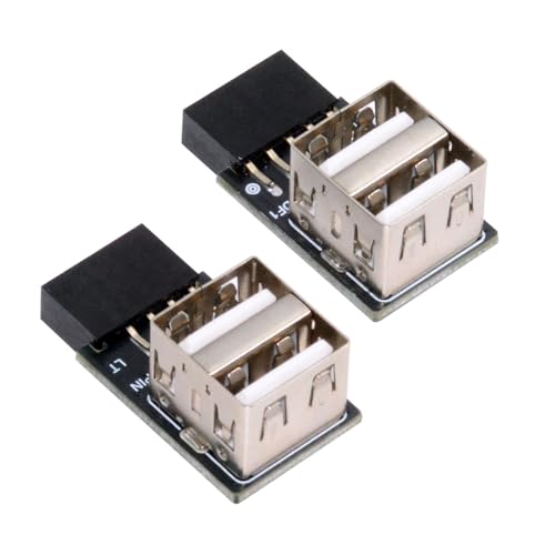 xiwai 2pcs/lot 9Pin 10Pin Header Motherboard Internal to Dual USB 2.0 Female Adapter Converter Horizontal Type High Speed 480 Mbps for Laptops, Tablets