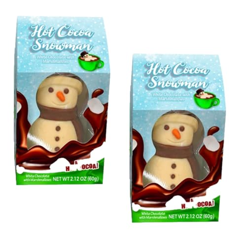 Hot Cocoa Snowmen - Pack of 2 - Decorated Belgian Chocolate with Marshmallows - Add to Hot Milk to...