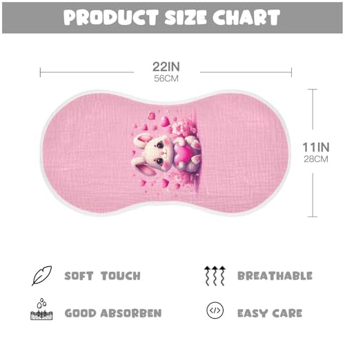 Heart Bunny Flowers Pastel Baby Burp Cloths Absorbent Muslin Burp Cloths Soft Burp Cloth Burp Rags Cotton Burp Clothes for Newborn Girl Unisex Boy 1 Pack 22x11 Inches2