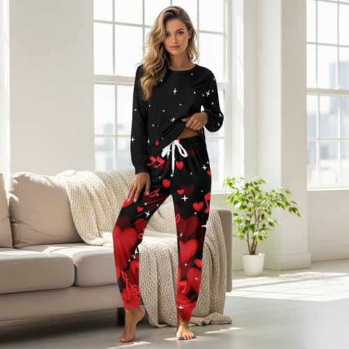 Image of Women's Pajamas Set Soft 2 Piece Loungewear Long Sleeve Pj Set Matching Sleepwear with Pockets for Women Plus Size