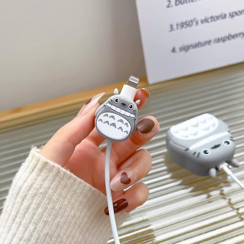 Image of Best HUB Cartoon 3D Design Protective Case Compatible with (Only Samsung Galaxy 25W) USB-C Power Adapter Charger, Cute Cartoon Type C Data Cable Case for Samsung (Grey TOTRO)