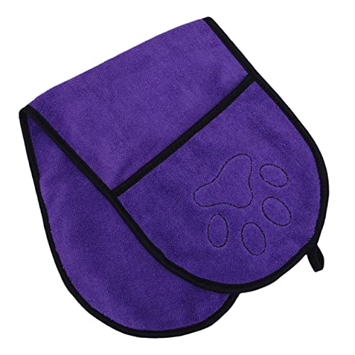 BESPORTBLE ペット用シャワータオル 超吸水性 犬用バスタオル ソフトな素材 ペットバス用品 紫色