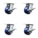 Heavy Duty Large Top Plate Solid Polyurethane Swivel Caster w/Main. Free Bearings Set of 4 w/4" x 2" Blue Wheels - Includes 4 Swivel w/Side Lck Brakes - 2800 lbs Total Capacity - Service Caster Brand