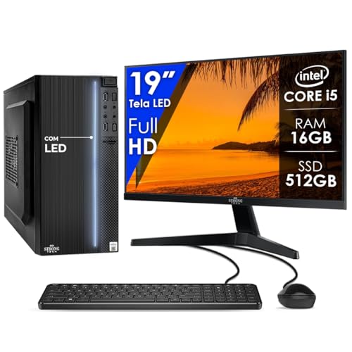Computador Completo Intel Core i5 16GB SSD 512GB Monitor 19' Pc Hdmi Teclado e Mouse Strong Tech