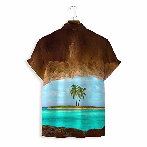 Chemise hawaïenne pour hommes à motif palmier de plage chic - 3