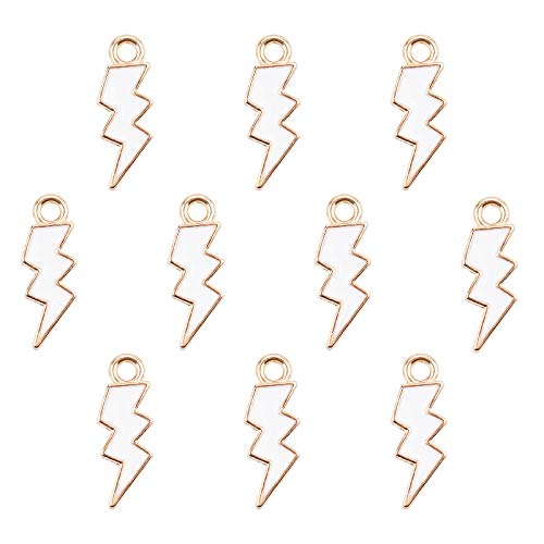 PH PandaHall 10pcs Lightning Bolt Enamel Pendants Flash Lightning Dangle Pendants Loose Beads for Necklace Bracelet Earrings DIY Jewelry Making