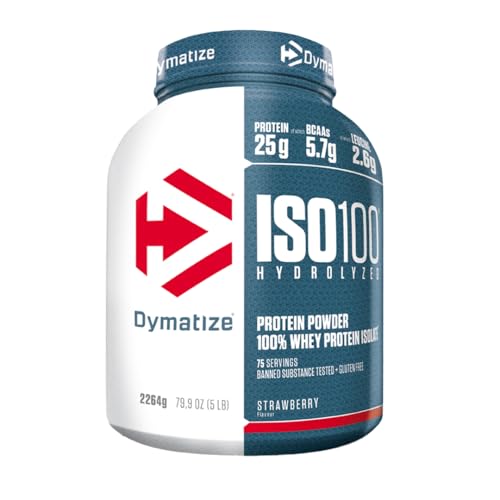 Dymatize ISO 100 Hydrolyzed Strawberry 2264g   Hidrolizado de Proteína de Suero Whey + Aislado en Polvo